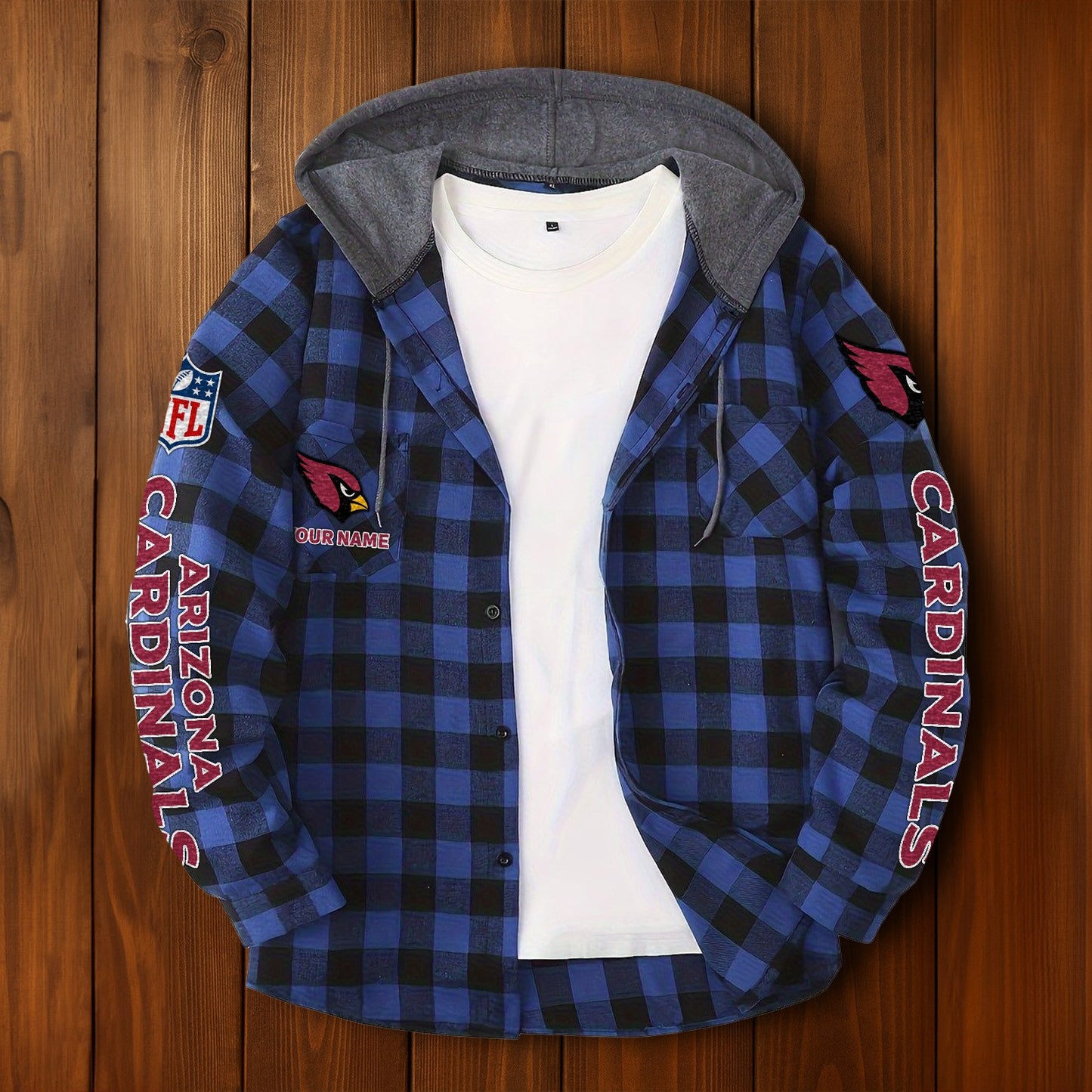 NFL x ARI Personalized Flannel Hoodie Shirts HLP