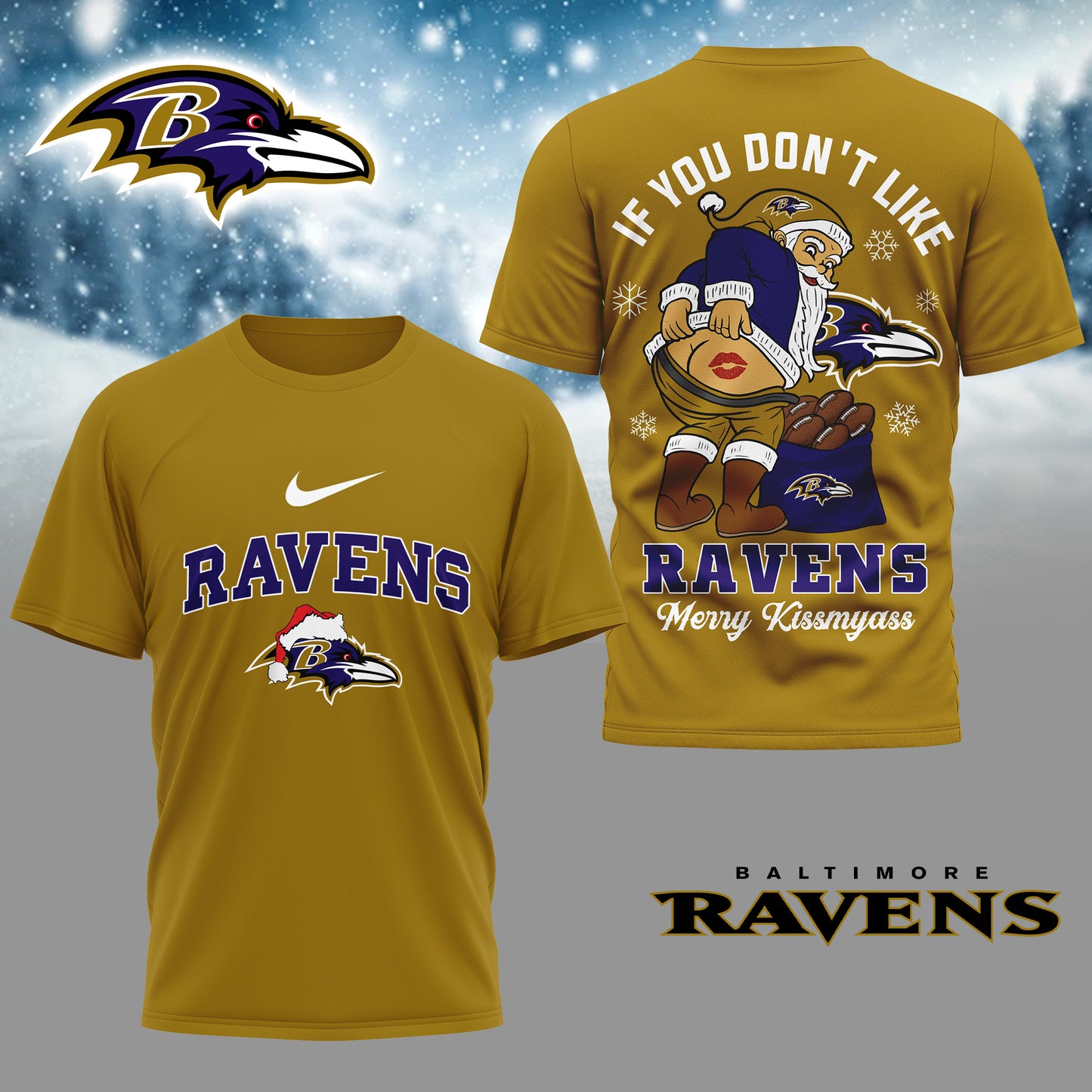 NFL x BAL Funny Xmas 3D Shirt HLP