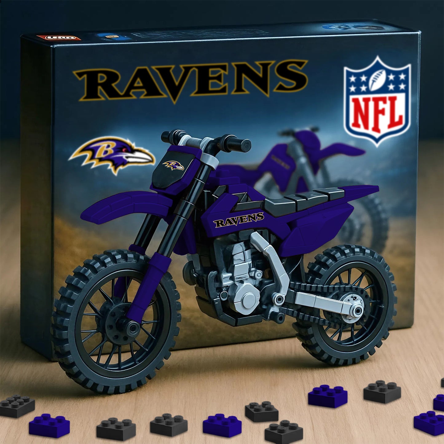 NFL x BAL Motorcycle Building Block Set V1 NAK NHM