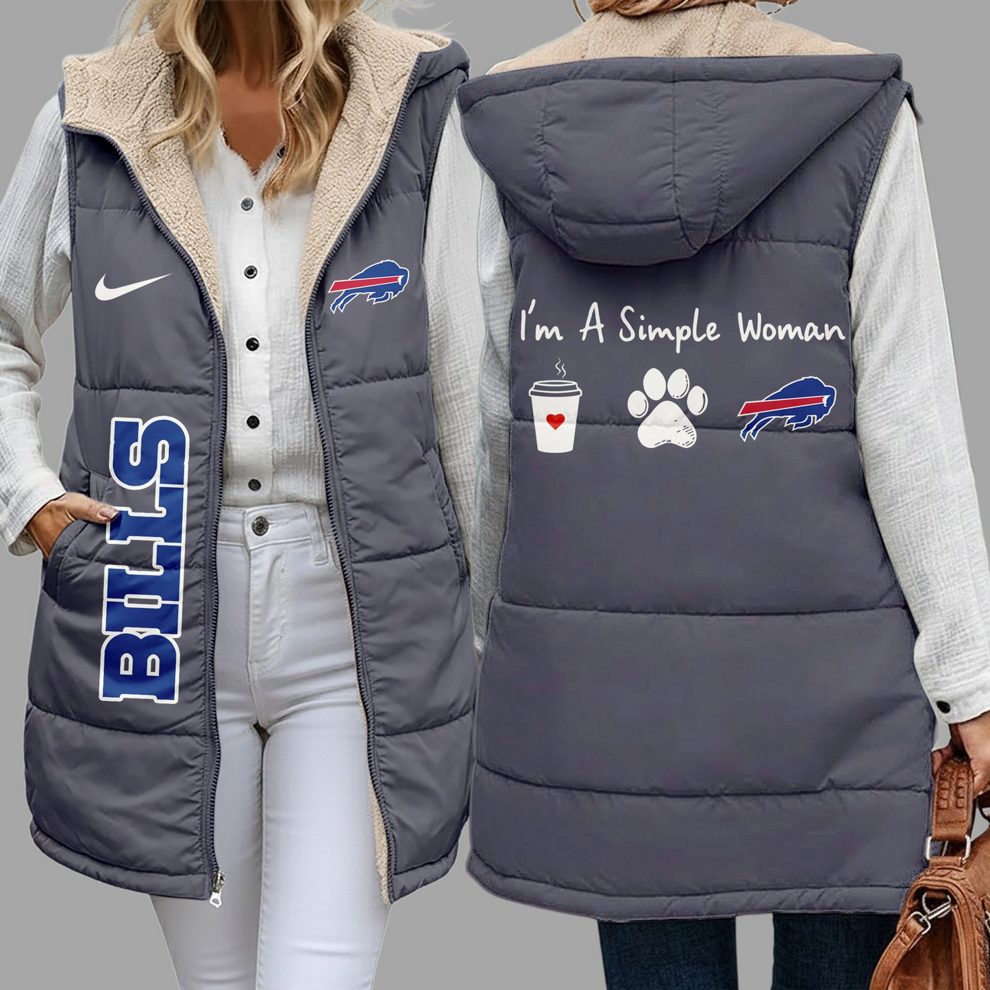 NFL x BB Premium NFL Simple Girl Quilted Vest V1 NAK