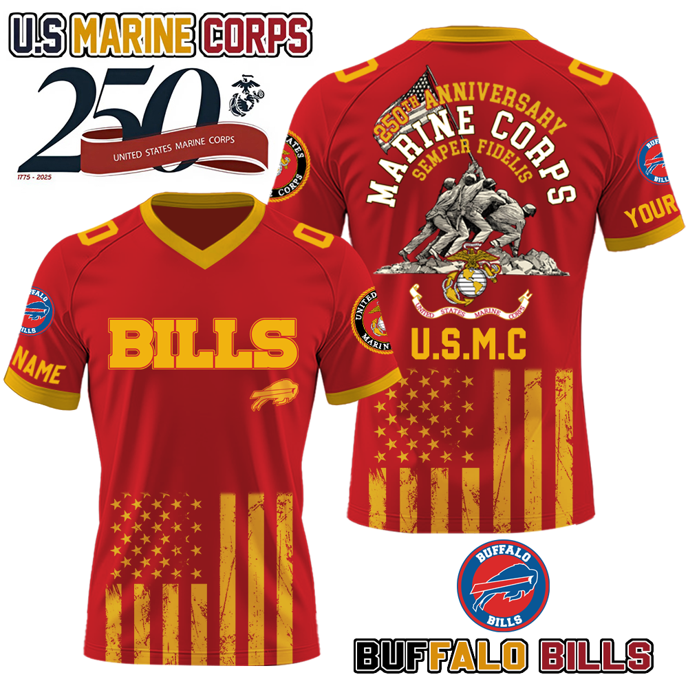 NFL x BUF U.S Marine Corps 250th Anniversary Premium-V-neck Short Sleeve Jersey HLP 271025