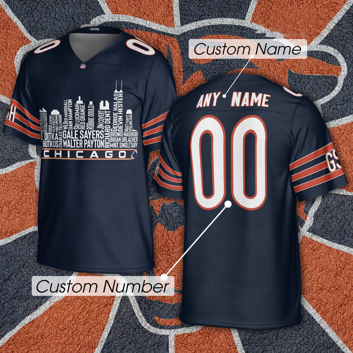 NFL x CHI Greatest Of All Time Personalized Jersey Shirt HLP