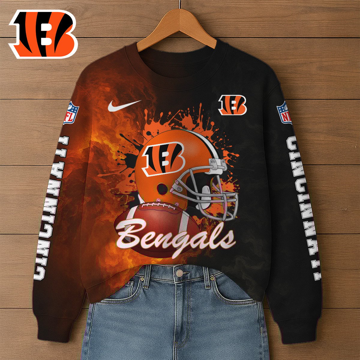 NFL x CIN Premium 3D Printed Long Sleeve Sweatshirt HLP 271025