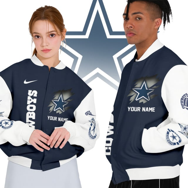 NFL x DAL Personalized Custom Baseball Jacket V1 NAK