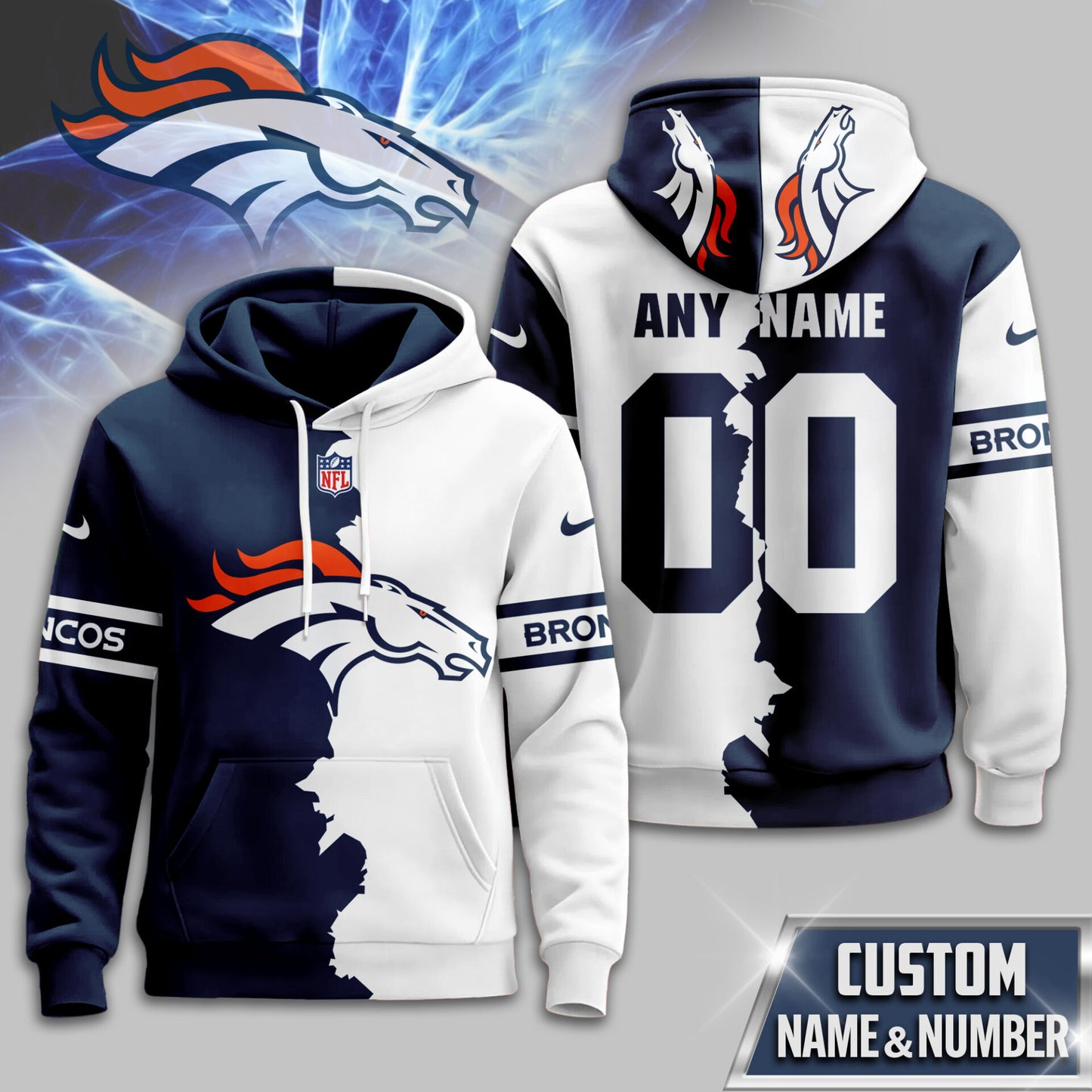 NFL x DEN Split Personalized Hoodie HLP