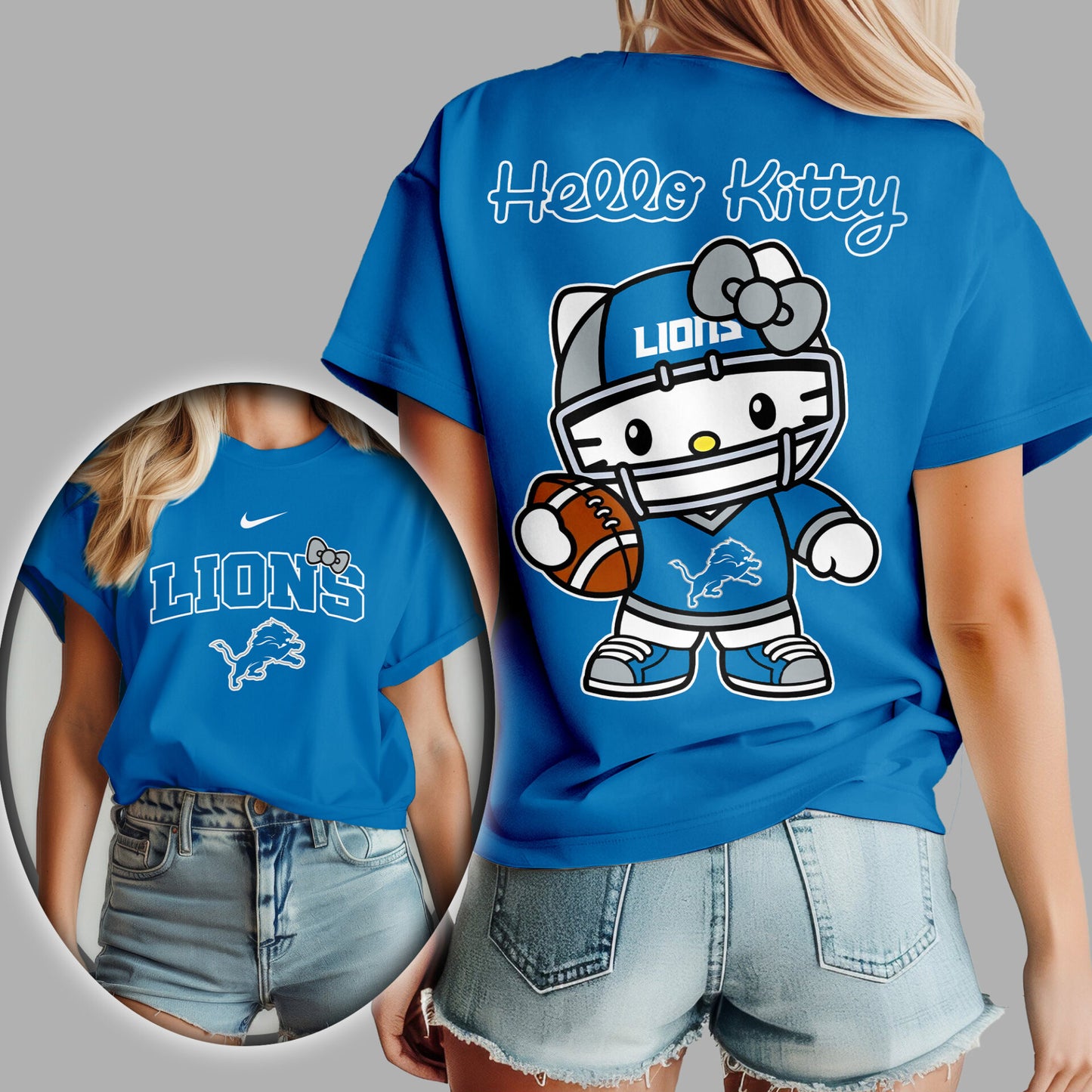 NFL x DET Hello Kitty Premium 3D Shirt HLP