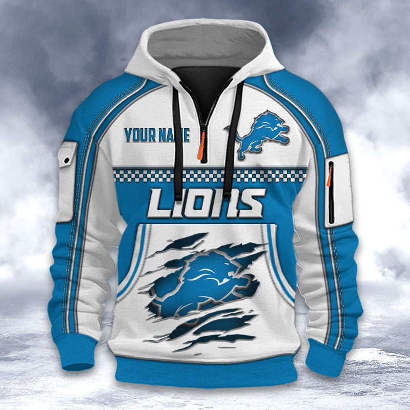 NFL x DET Personalized Half-zip Hoodie HLP