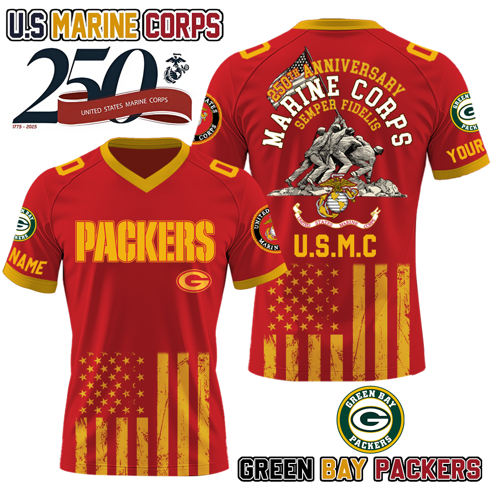 NFL x GB U.S Marine Corps 250th Anniversary Premium-V-neck Short Sleeve Jersey HLP 271025