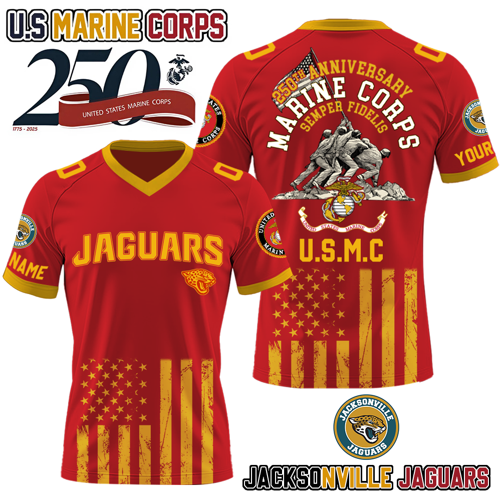 NFL x JAX U.S Marine Corps 250th Anniversary Premium-V-neck Short Sleeve Jersey HLP 271025