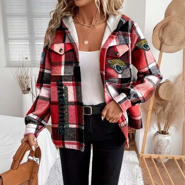 NFL x JJ Women Casual Plaid Hooded Jacket V1 NAK NHM