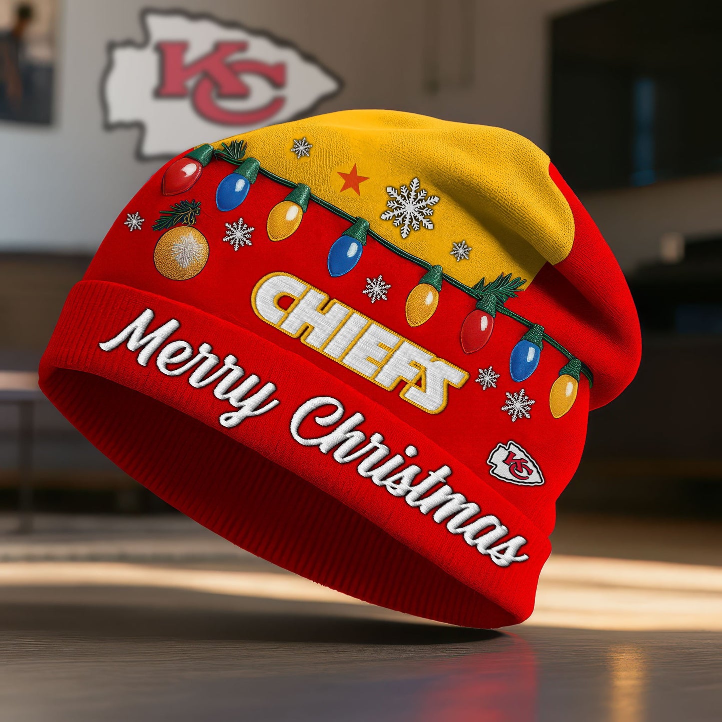 NFL x KC Merry Christmas Beanie Hat HLP
