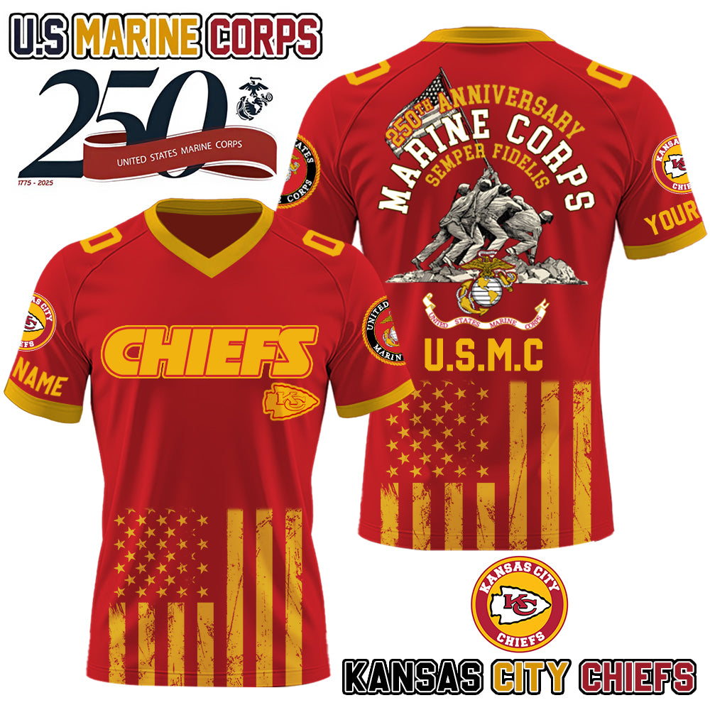 NFL x KC U.S Marine Corps 250th Anniversary Premium-V-neck Short Sleeve Jersey HLP 271025