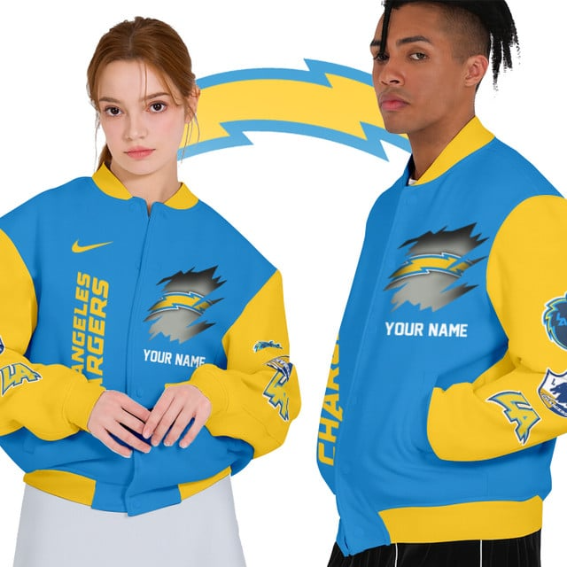 NFL x LAC Personalized Custom Baseball Jacket V1 NAK