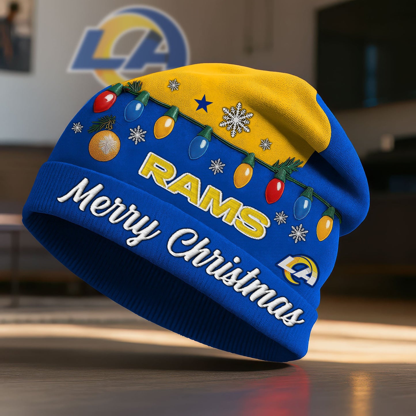 NFL x LAR Merry Christmas Beanie Hat HLP