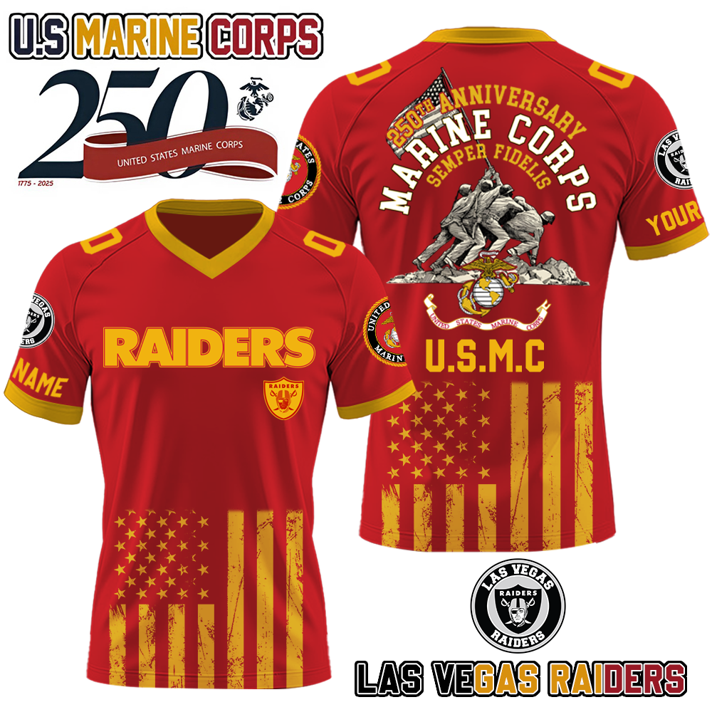 NFL x LV U.S Marine Corps 250th Anniversary Premium-V-neck Short Sleeve Jersey HLP 271025