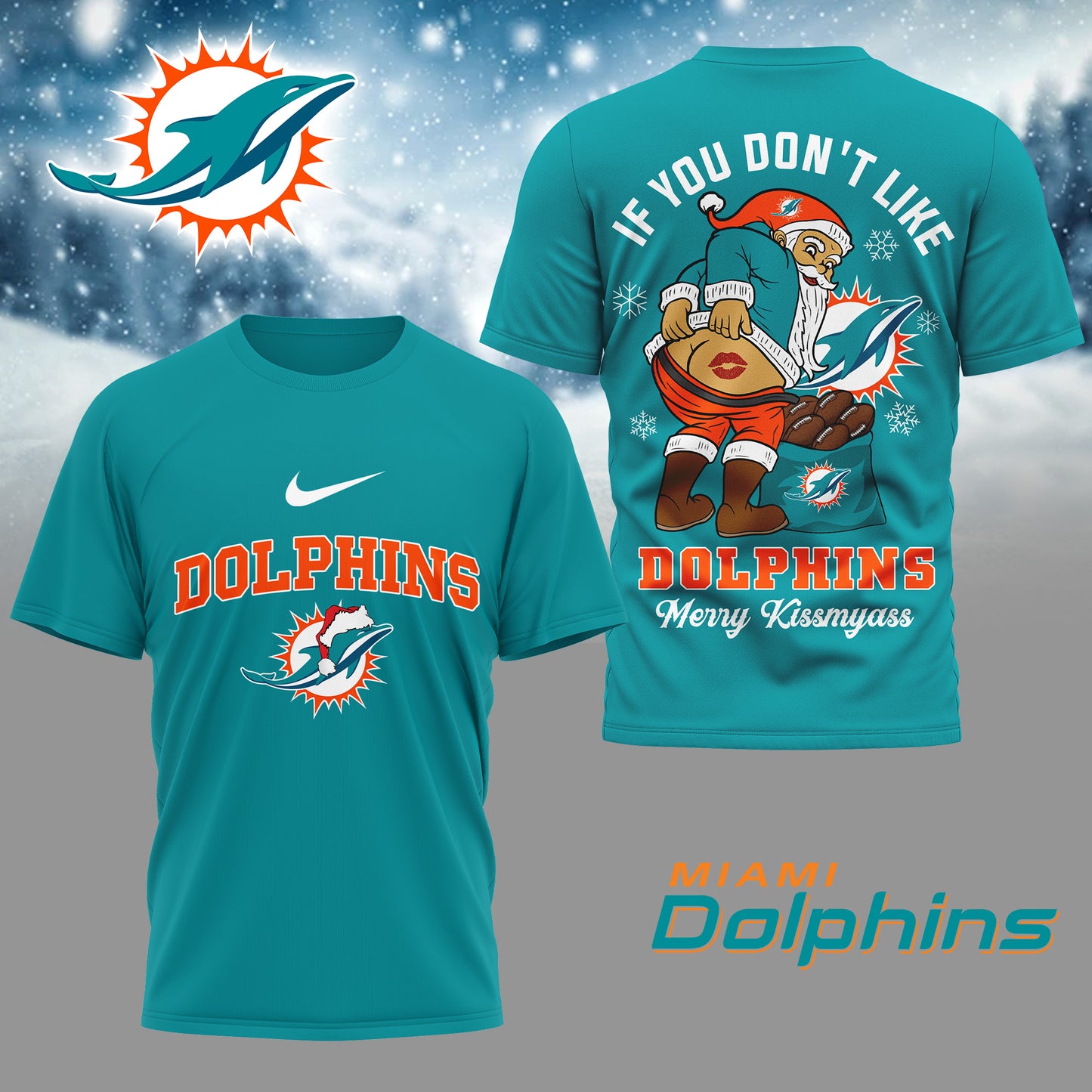 NFL x MIA Funny Xmas 3D Shirt HLP