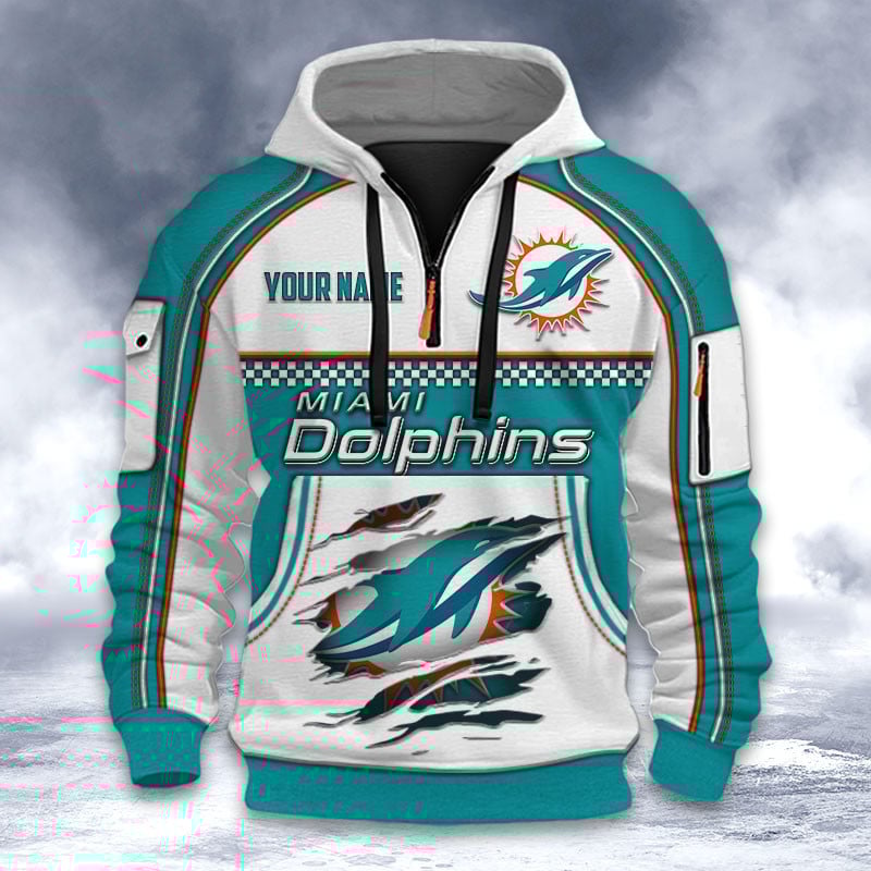 NFL x MIA Personalized Half-zip Hoodie HLP