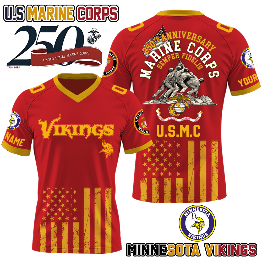NFL x MIN U.S Marine Corps 250th Anniversary Premium-V-neck Short Sleeve Jersey HLP 271025