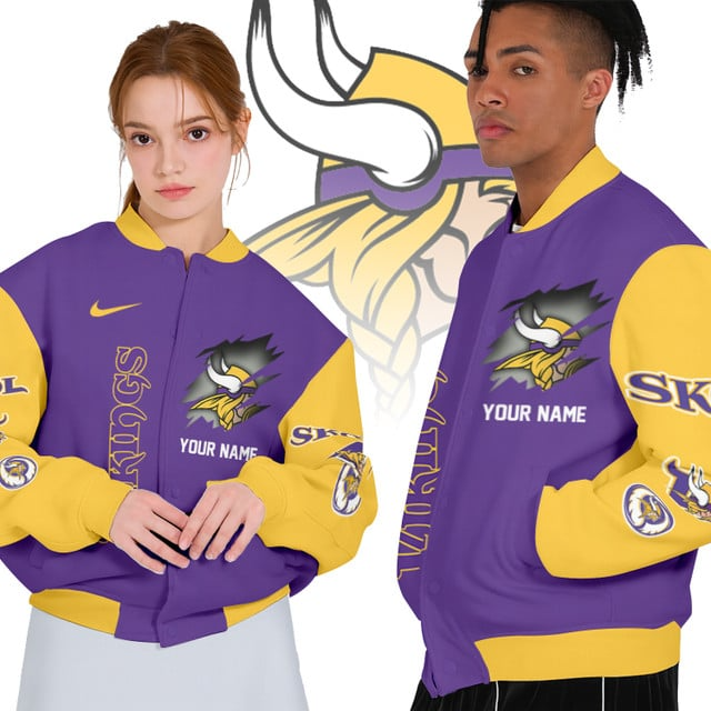 NFL x MV Personalized Custom Baseball Jacket V1 NAK