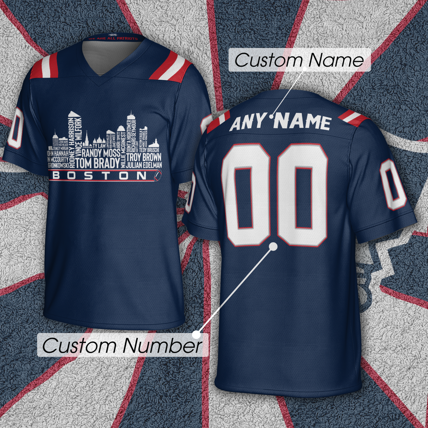 NFL x NE Greatest Of All Time Personalized Jersey Shirt HLP