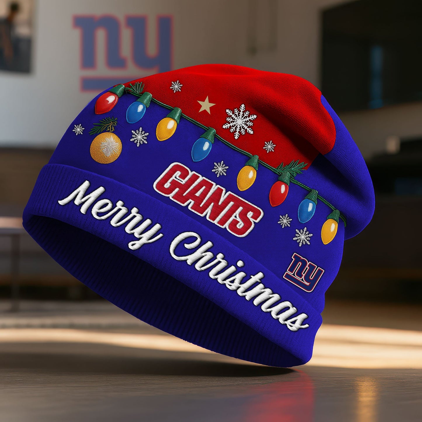 NFL x NYG Merry Christmas Beanie Hat HLP