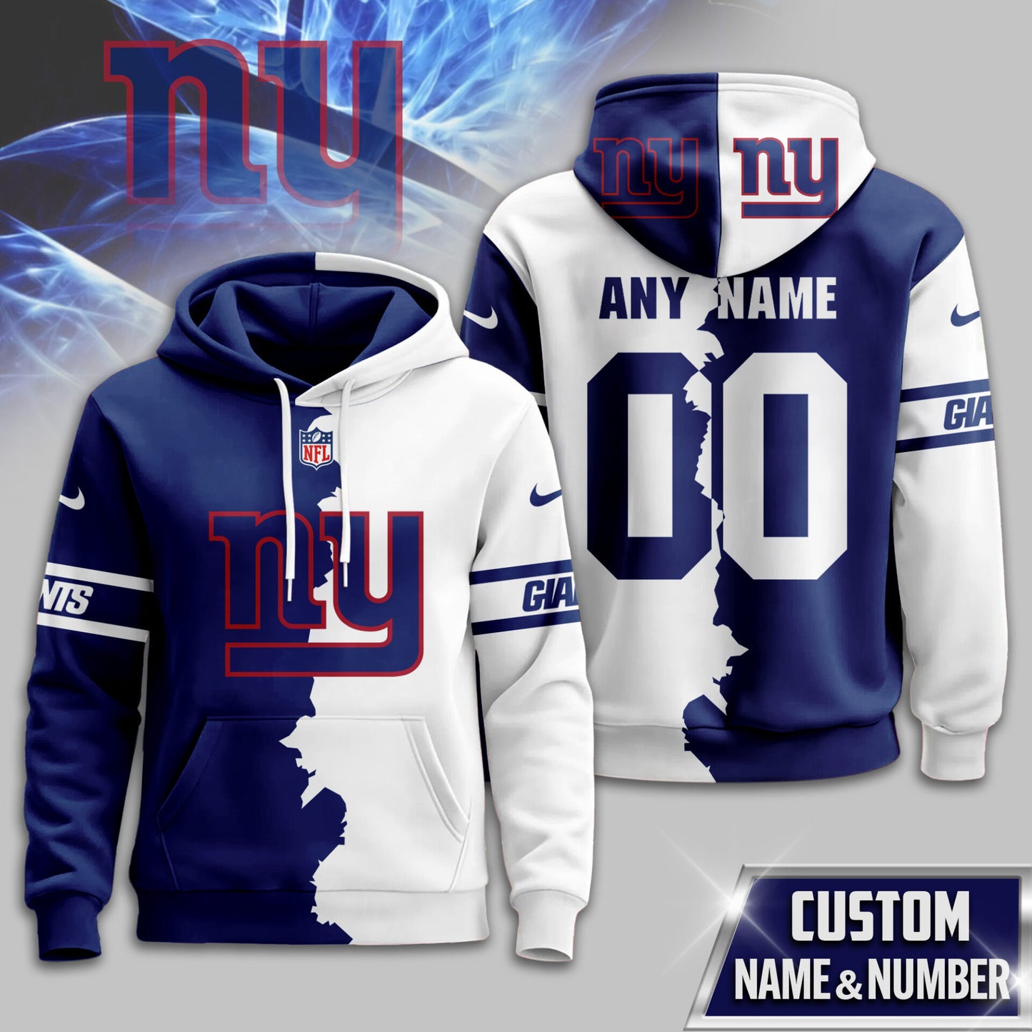 NFL x NYG Split Personalized Hoodie HLP