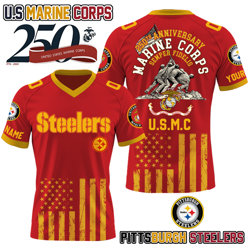 NFL x PIT U.S Marine Corps 250th Anniversary Premium-V-neck Short Sleeve Jersey HLP 271025