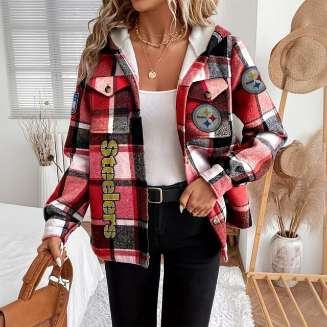 NFL x PS Women Casual Plaid Hooded Jacket V1 NAK NHM