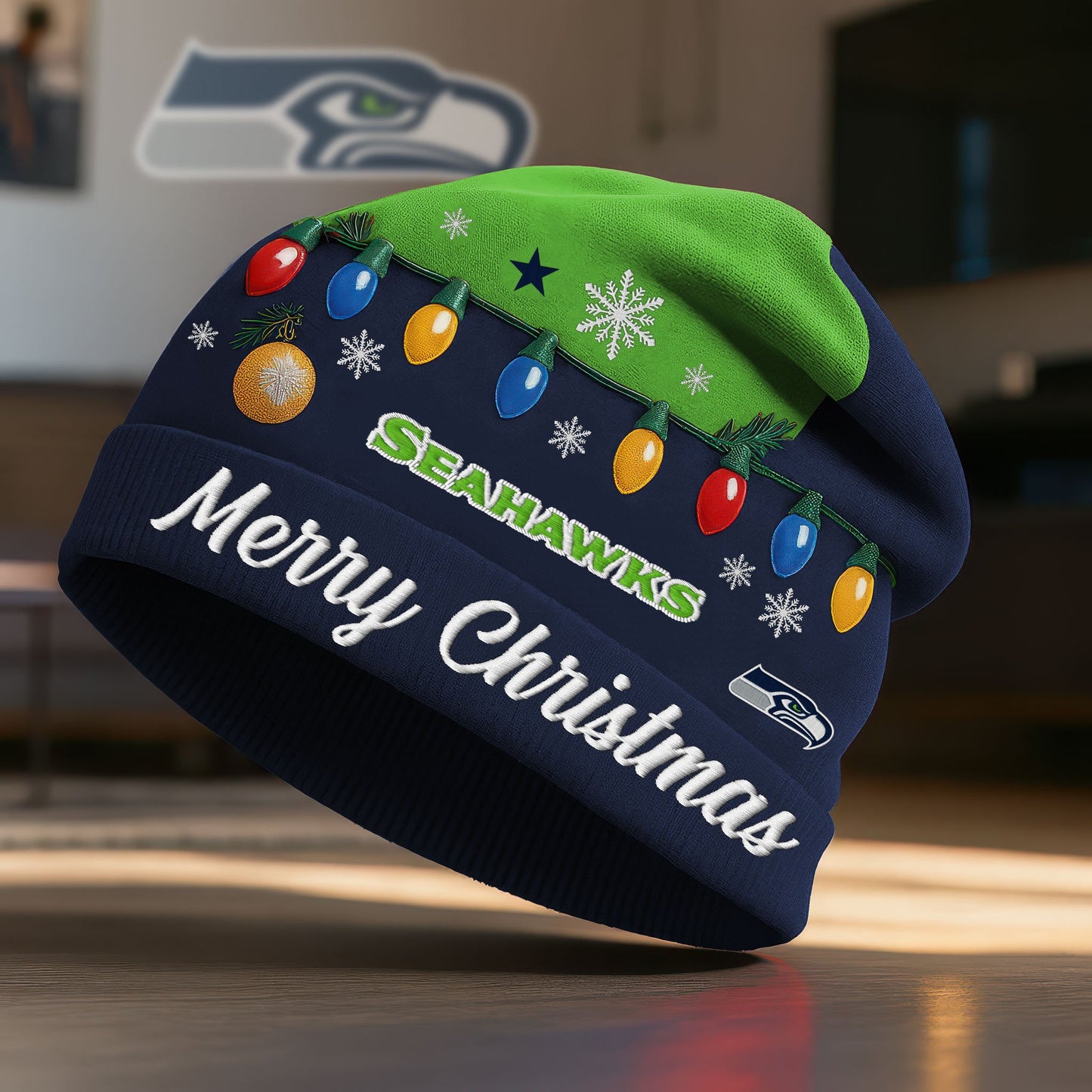 NFL x SEA Merry Christmas Beanie Hat HLP