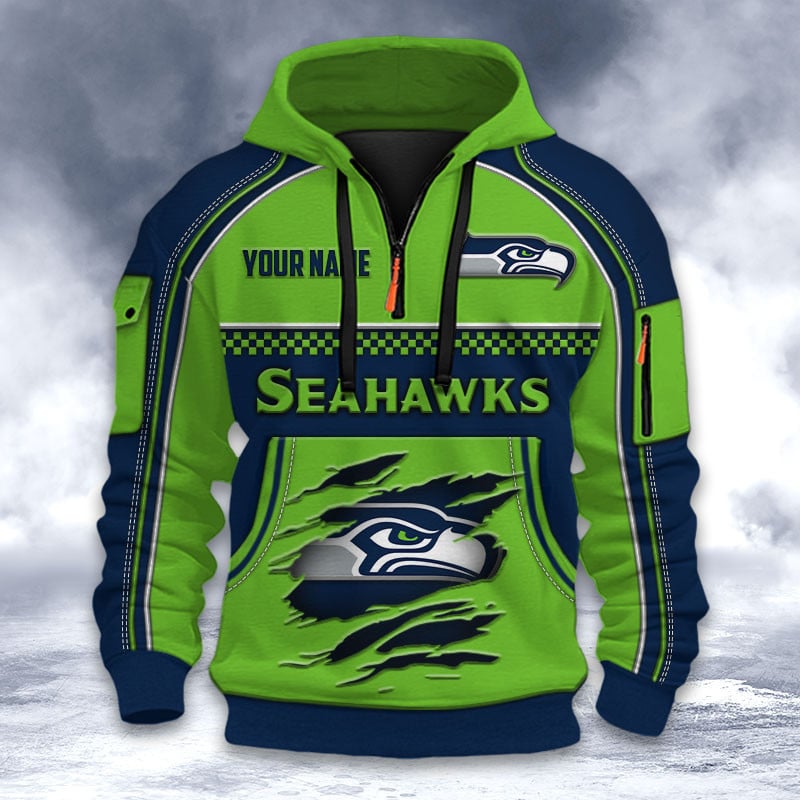 NFL x SEA Personalized Half-zip Hoodie HLP