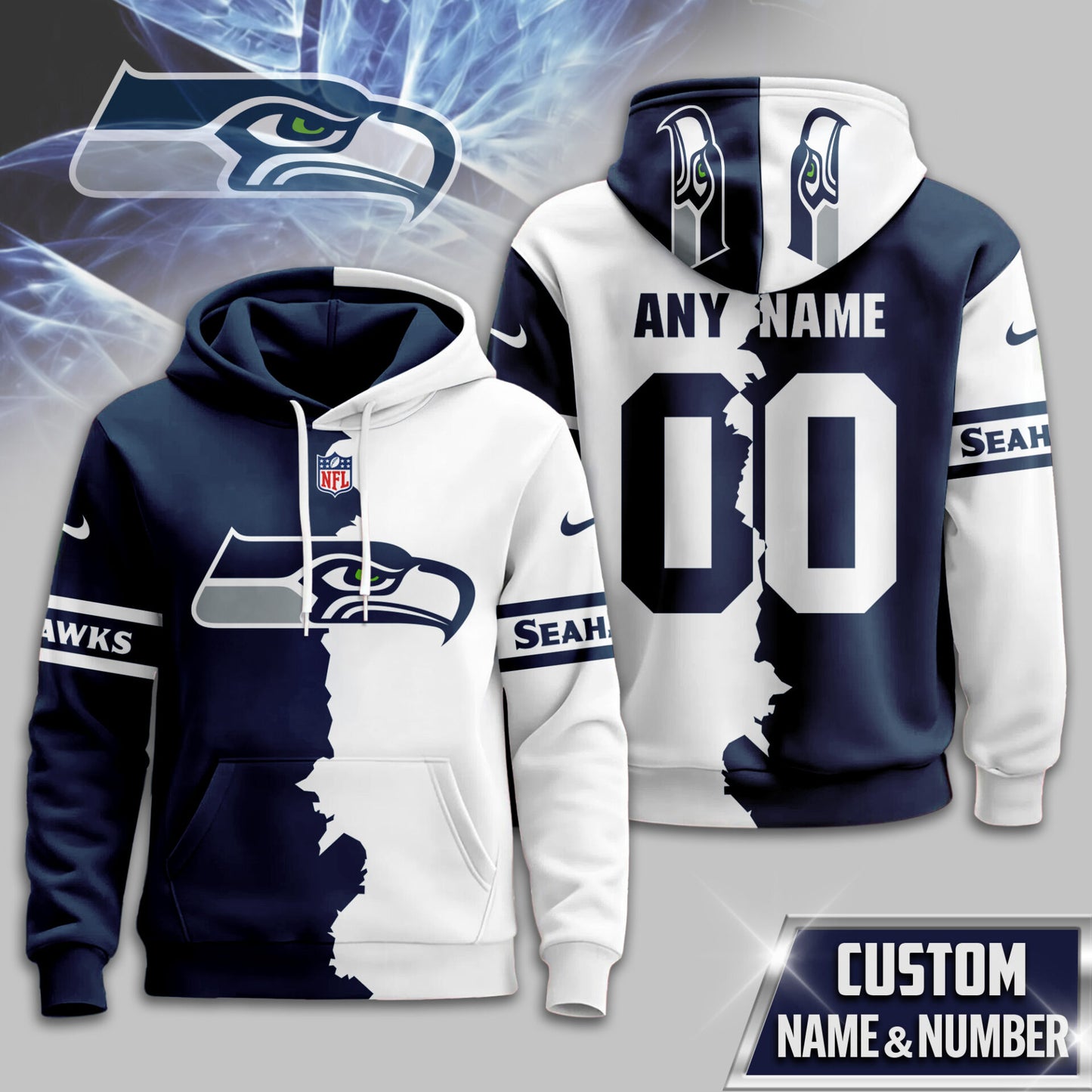 NFL x SEA Split Personalized Hoodie HLP