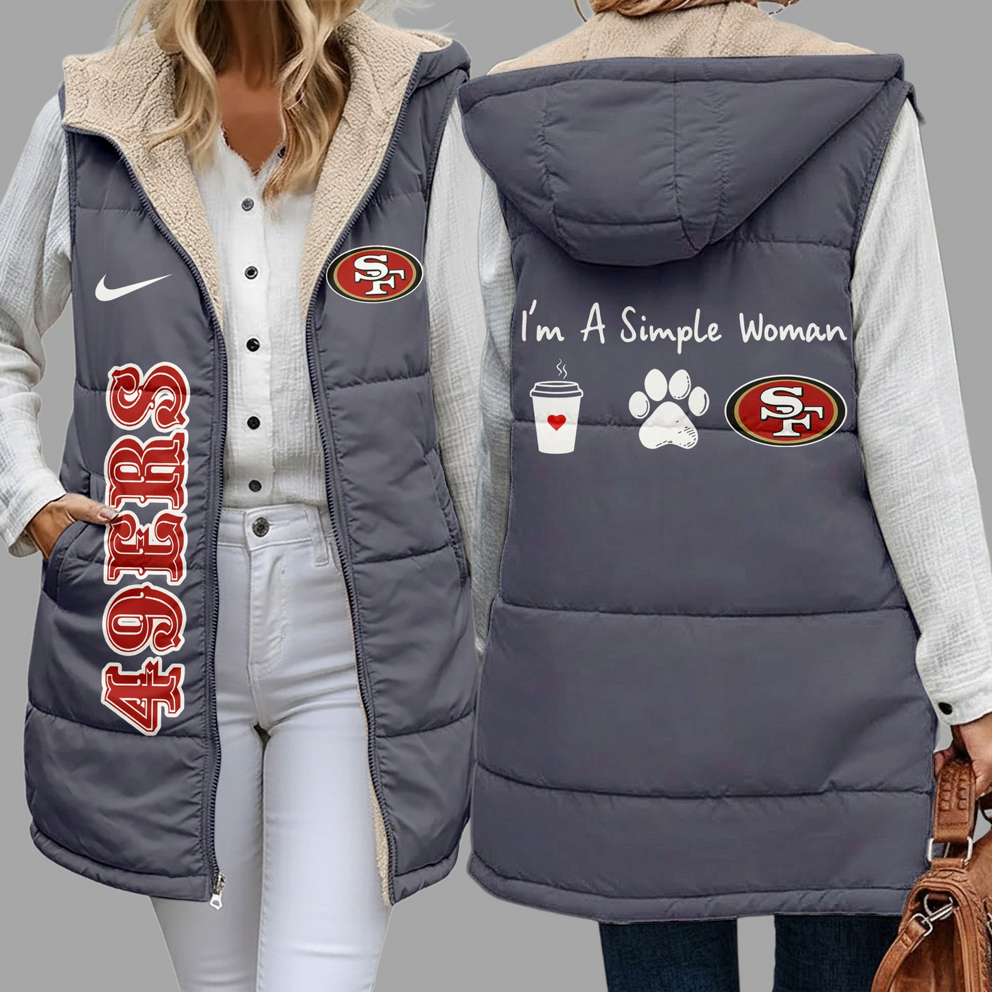 NFL x SF Premium NFL Simple Girl Quilted Vest V1 NAK