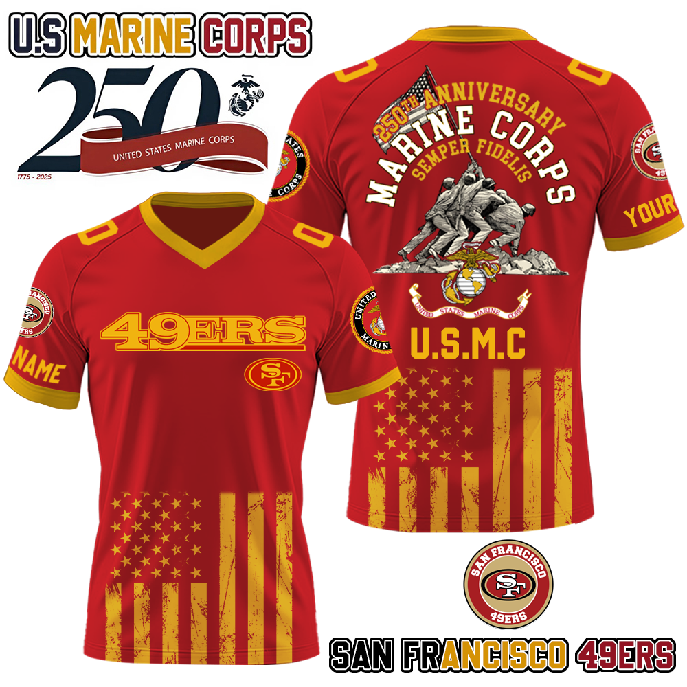 NFL x SF U.S Marine Corps 250th Anniversary Premium-V-neck Short Sleeve Jersey HLP 271025