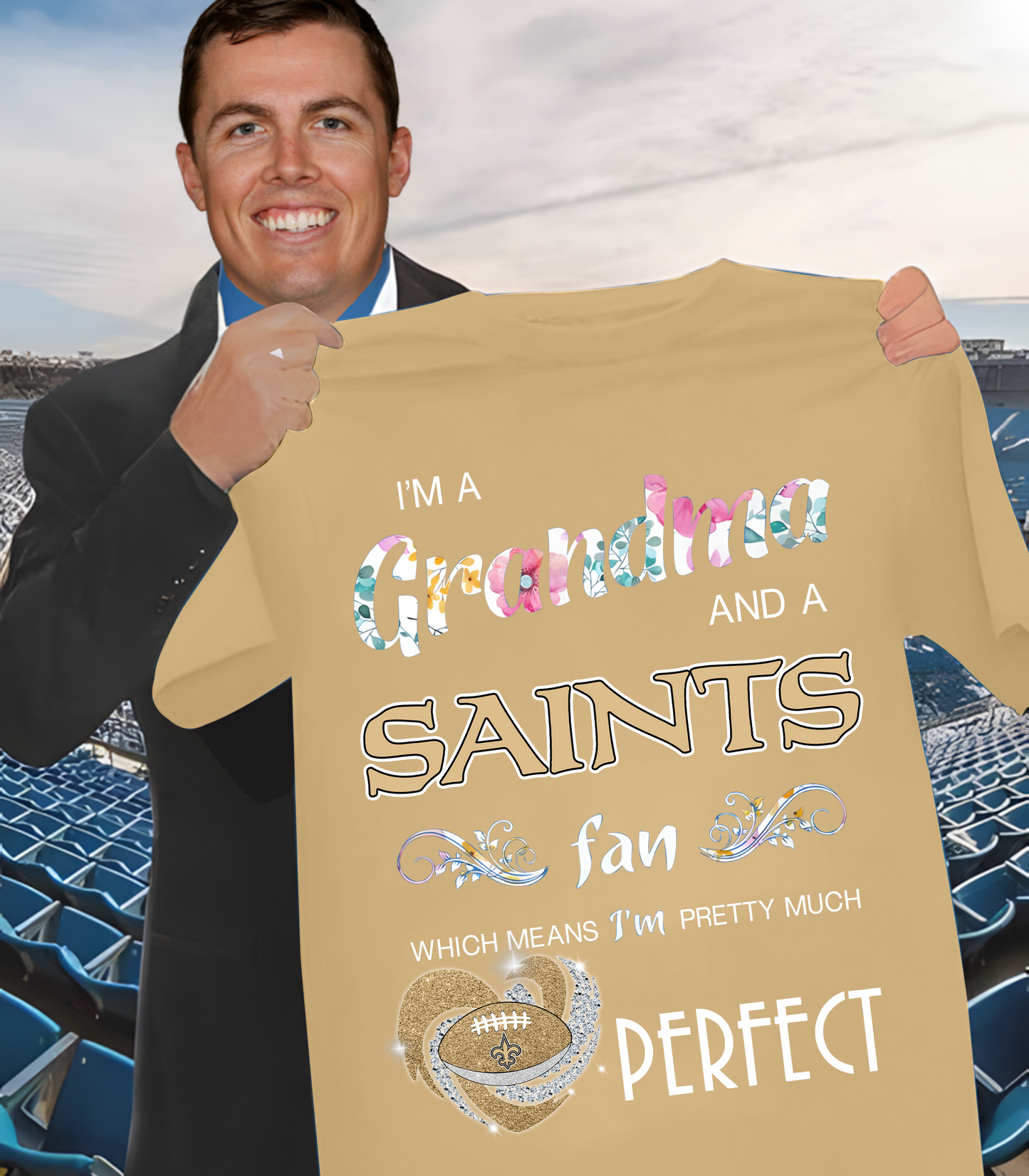 NO x NFL I'm A Grandma And A Fan Which Mean I'm Pretty Much Perfect 2D Shirt DatND ThuongNH