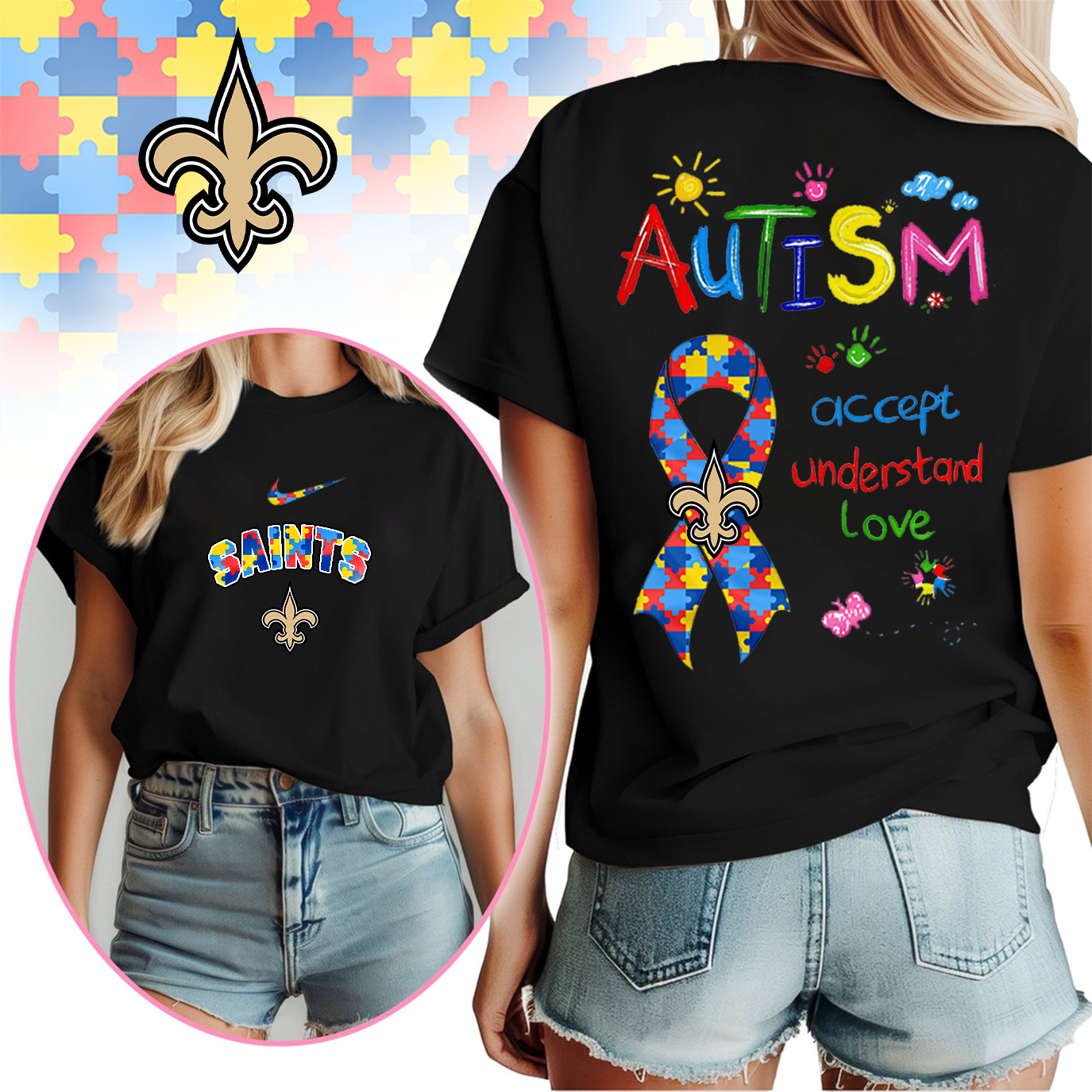 NOS Premium Autism Awareness 3D Shirt DDT TTV