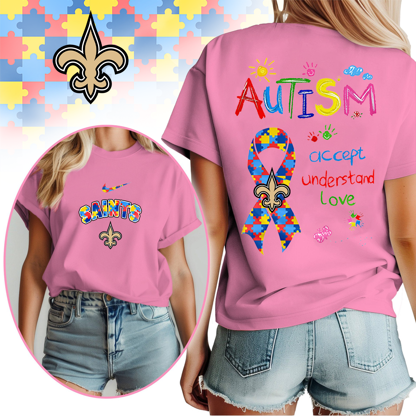 NOS Premium Autism Awareness 3D Shirt DDT TTV