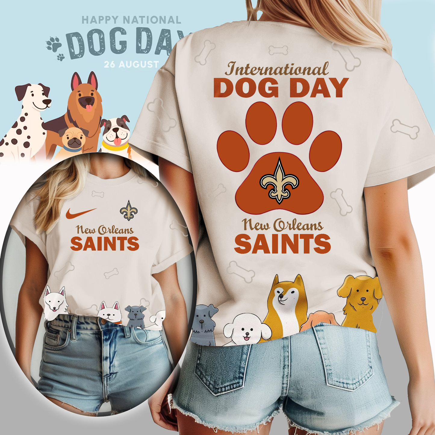 NOS Premium NFL International Dog Day 3D Shirt DDT CTND