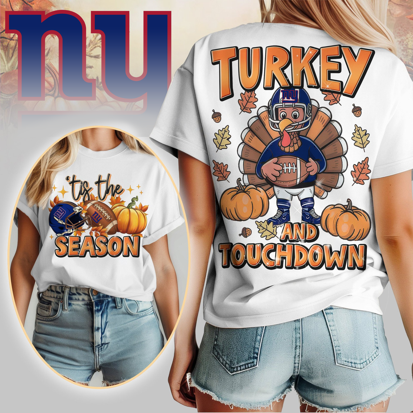 NYG Premium NFL Turkey and Touchdown Women's Shirt DDT NTL