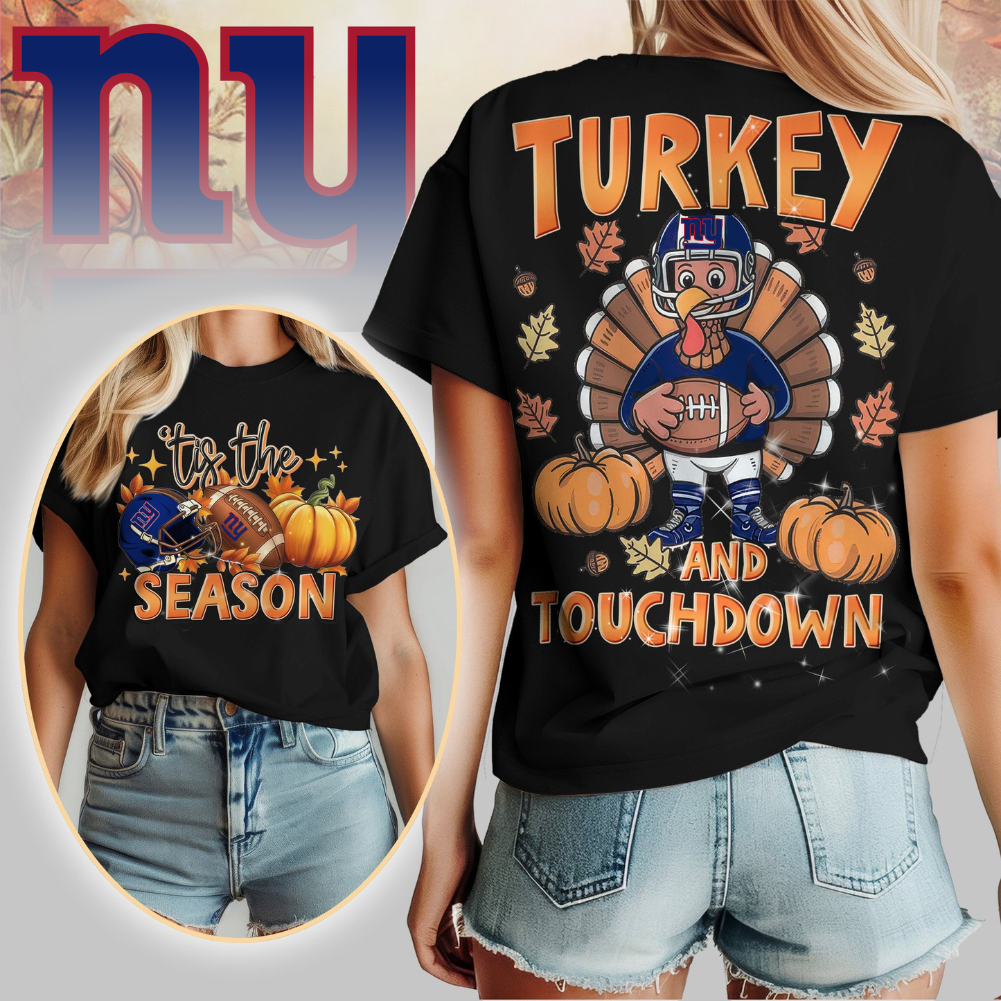 NYG Premium NFL Turkey and Touchdown Women's Shirt DDT NTL