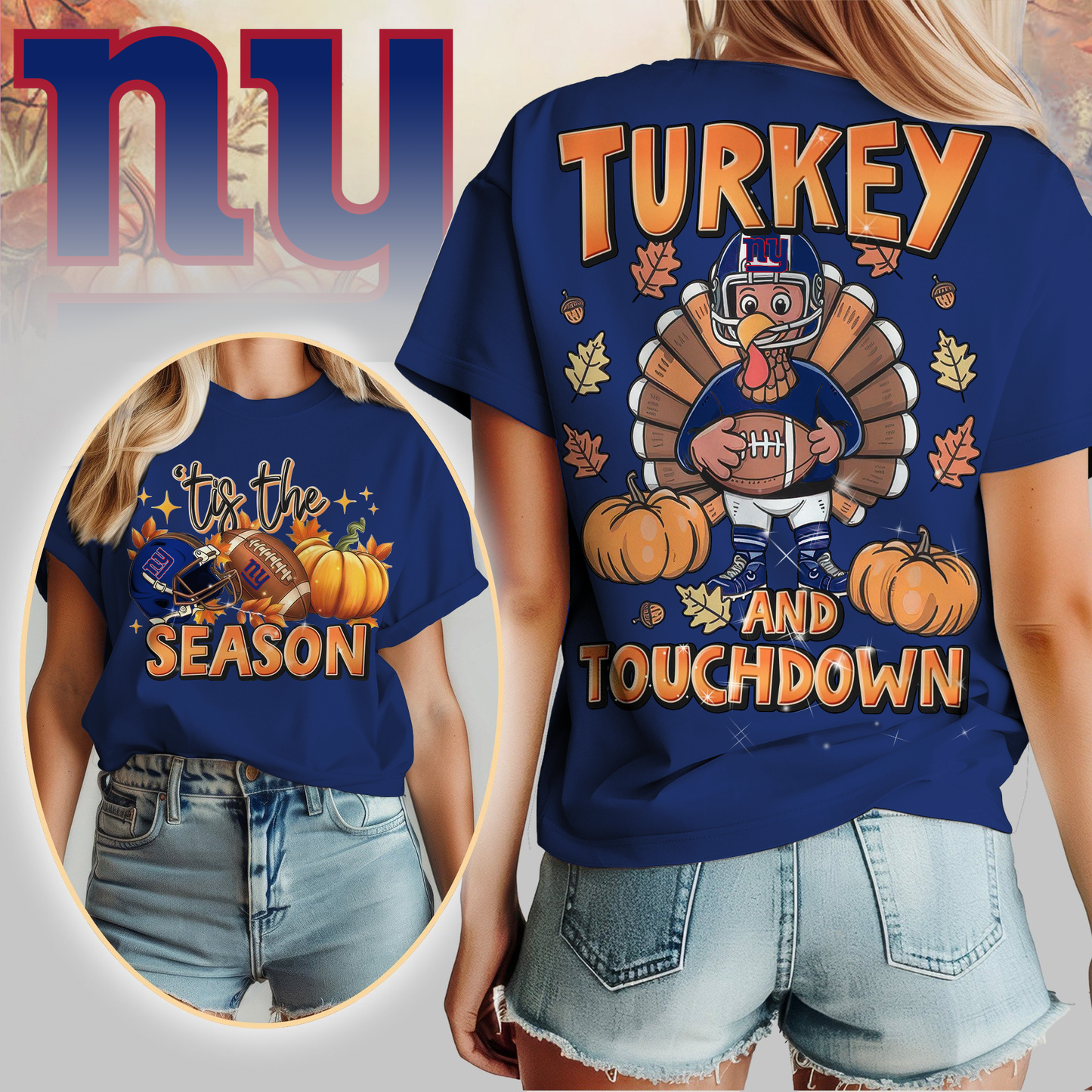 NYG Premium NFL Turkey and Touchdown Women's Shirt DDT NTL