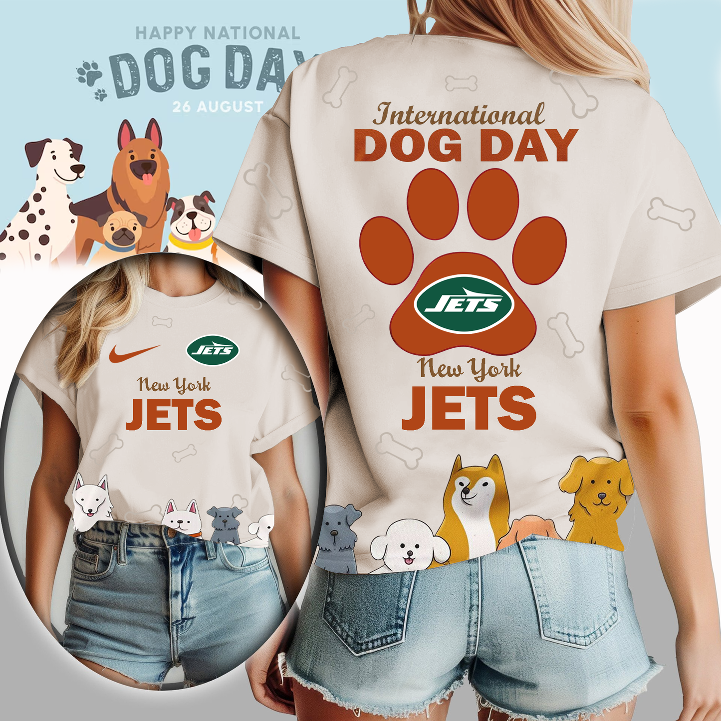 NYJ Premium NFL International Dog Day 3D Shirt DDT CTND