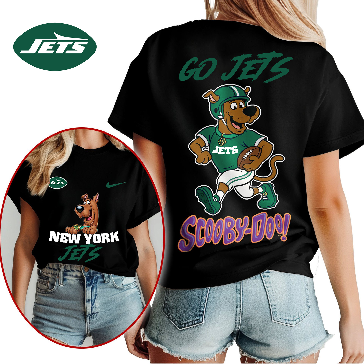 NYJ Premium NFL Scooby-Doo Fan Women‘s Shirt DDT CTND