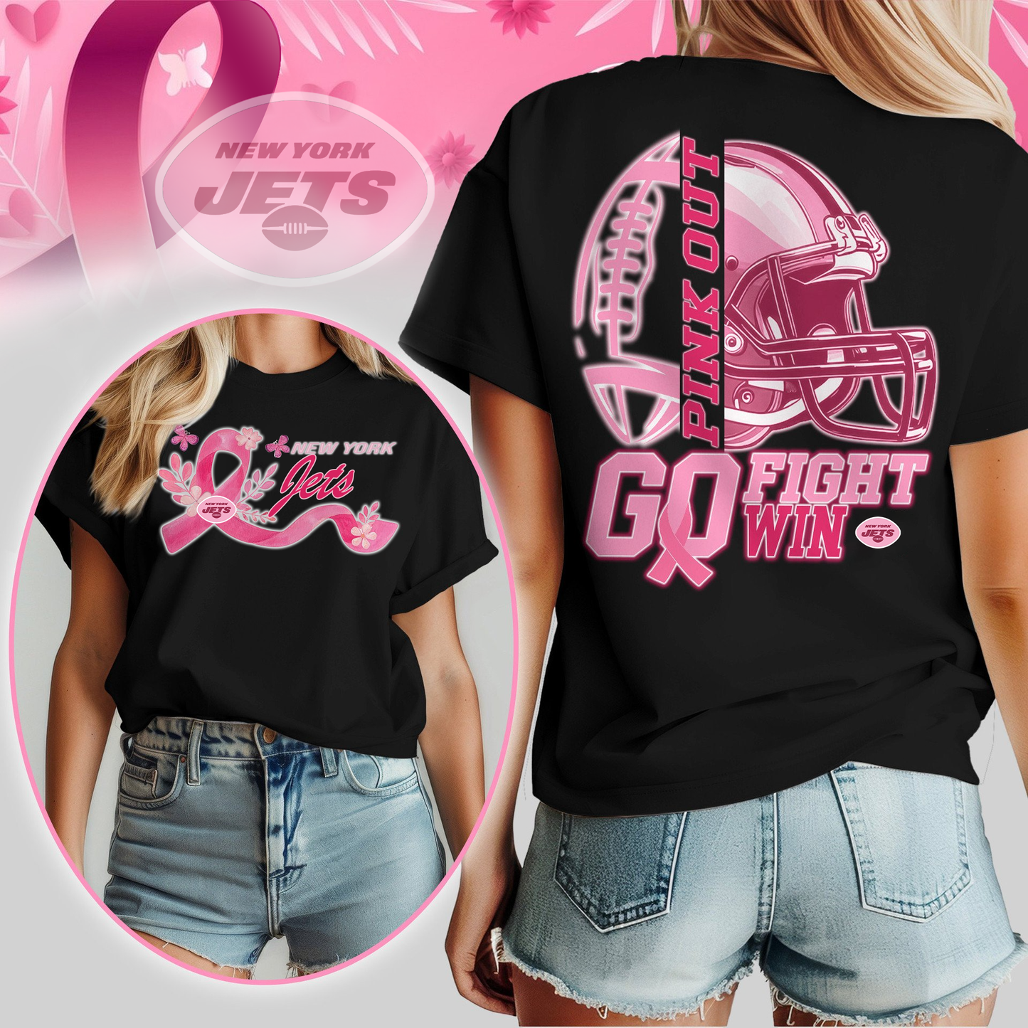 NYJ Premium Tackle Breast Cancer Women's Shirt DDT TTV