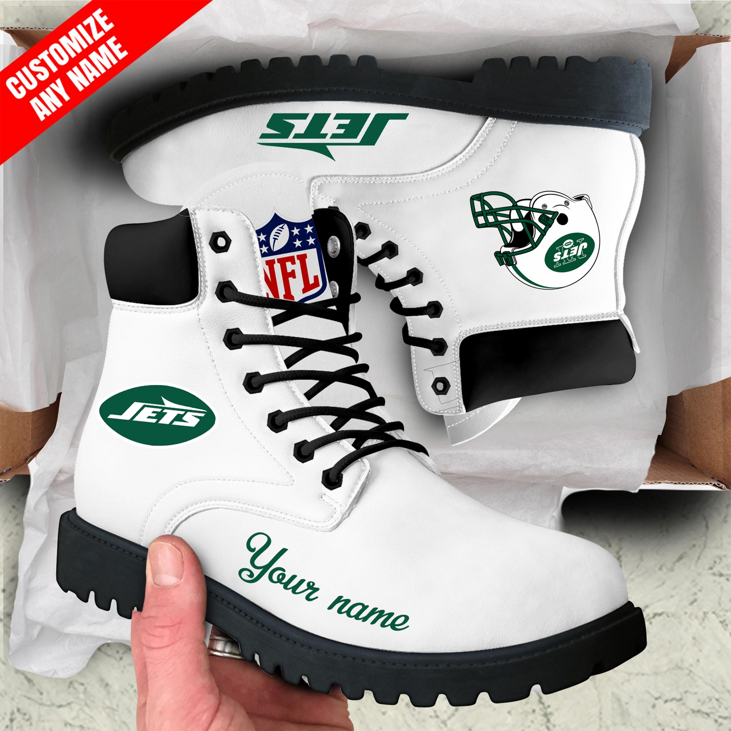 NYJ x NFL Custom Leather Boots DATND TANTD