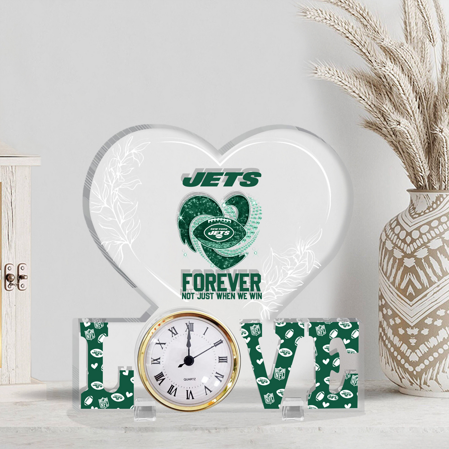 NYJ x NFL Forever Not Just When We Win Acrylic Clock DATND TANTD