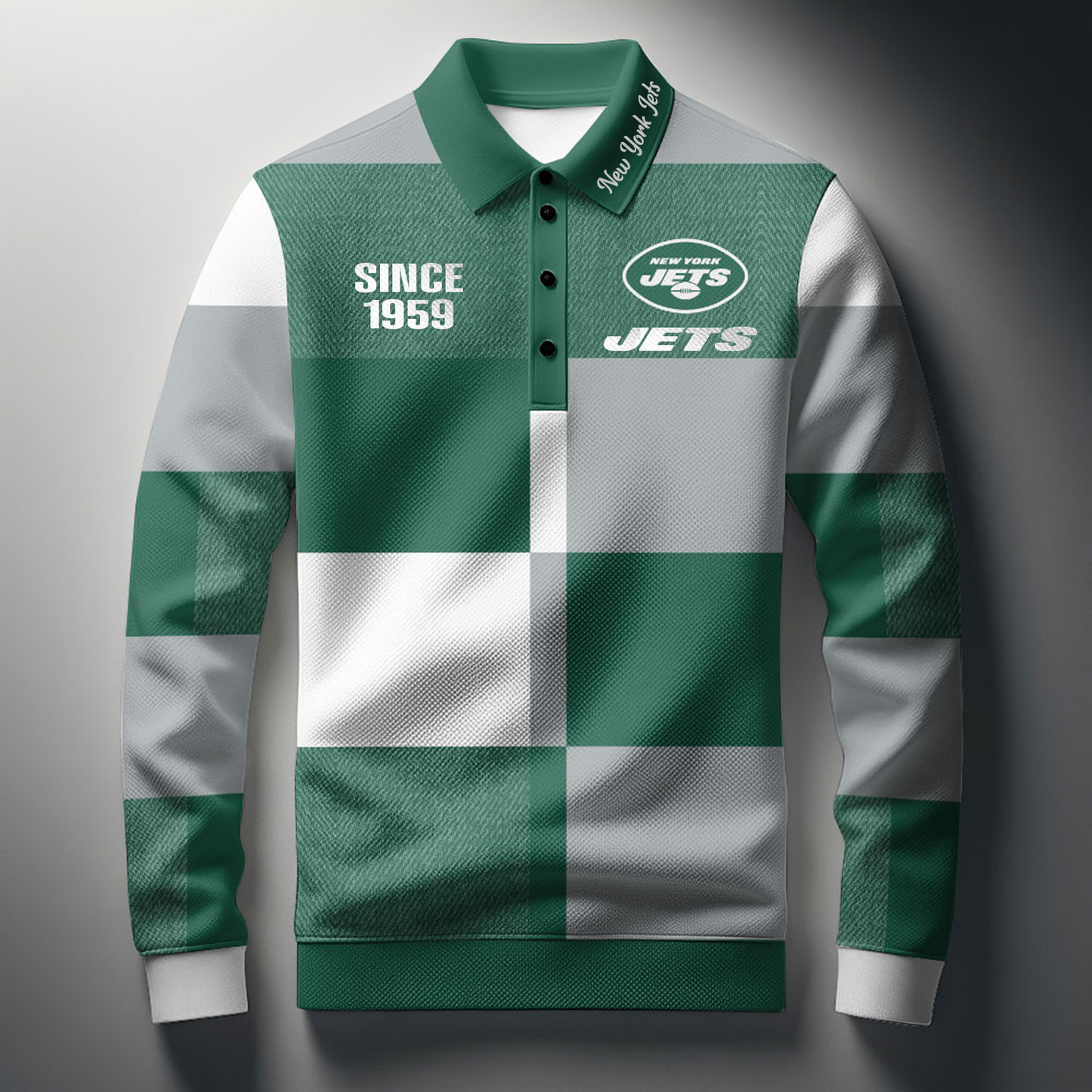 NYJ x NFL Men Style Polo Long Sleeves Shirt DatND DVT