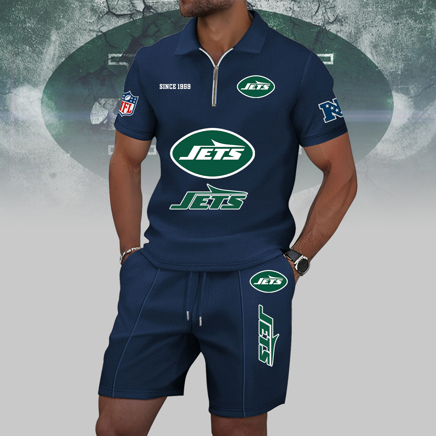 NYJ x NFL Zip Polo Set DATND TANTD