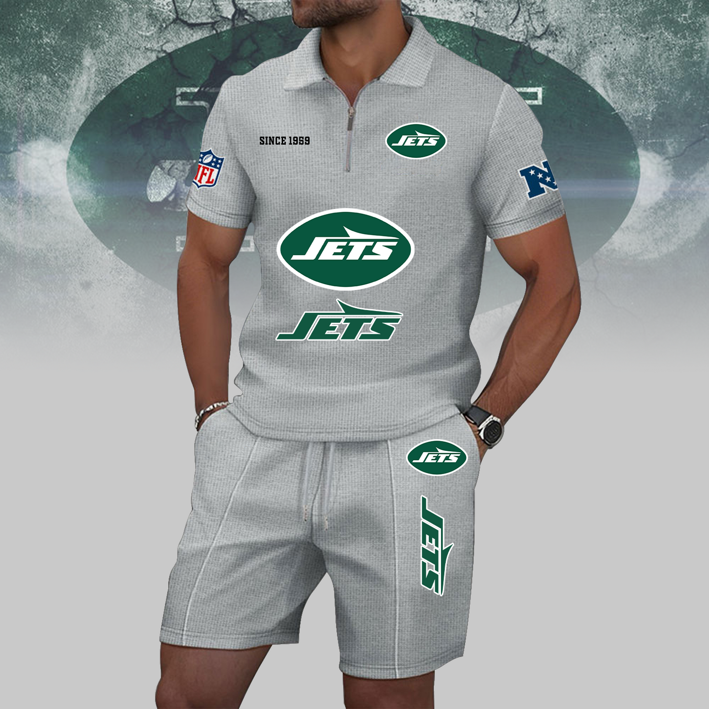 NYJ x NFL Zip Polo Set DATND TANTD
