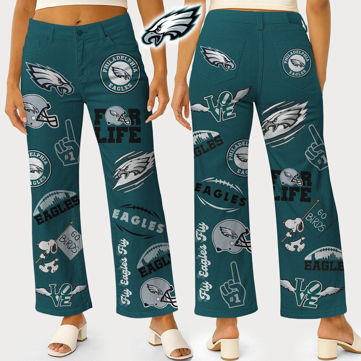PE Premium NFL High Waisted Casual Wide Leg Pants DDT NTL