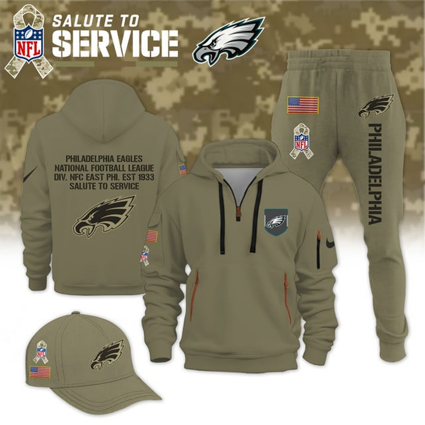 PHI X NFL Casual Outfit Set - Hoodie, Jogger, and Cap V1 NAK THUONGNH